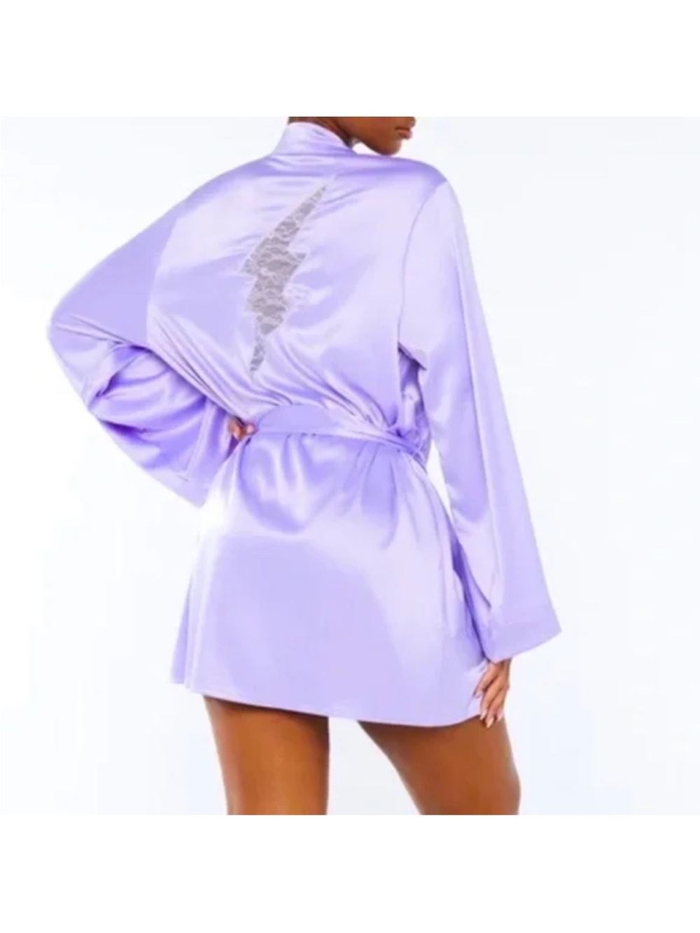 Savage X Fenty Lavender Satin Lace-Back Robe